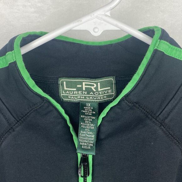 Lauren Ralph Lauren Jacket Womens Size 1X Black Green Logo Full Zip Pockets - Picture 7 of 8